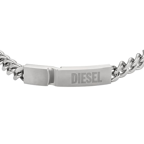 Detalle de Diesel bracelet homme en acier inoxydable, chaîne chromée, 18 cm + extension