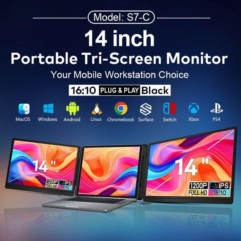 Detalle 2 de Monitor FOPO S7 14" FullHD+ IPS, doble pantalla plegable y USB-C/HDMI