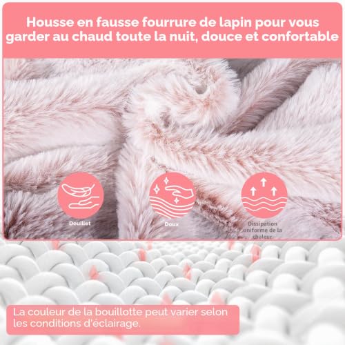 Detalle de BOLEi Bouillotte Avec Housse 2L — Rose, étanche, avec poche Kangourou