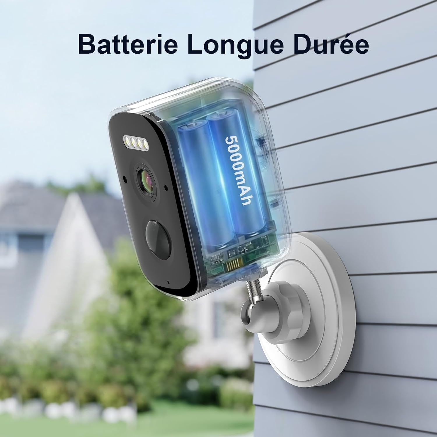 Detalle de CiKiKWXO 2.5K 5MP Caméra Extérieure sans Fil Solaire – Vision Nocturne en Couleur, IP65, Alexa