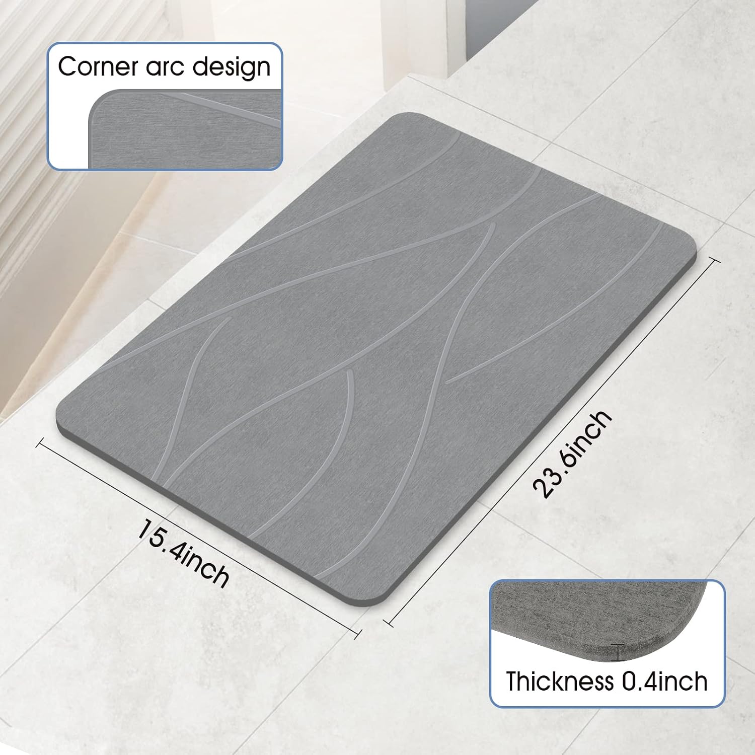 Thumbnail 1 de Veeloim Stone Bath Mat 23.6"