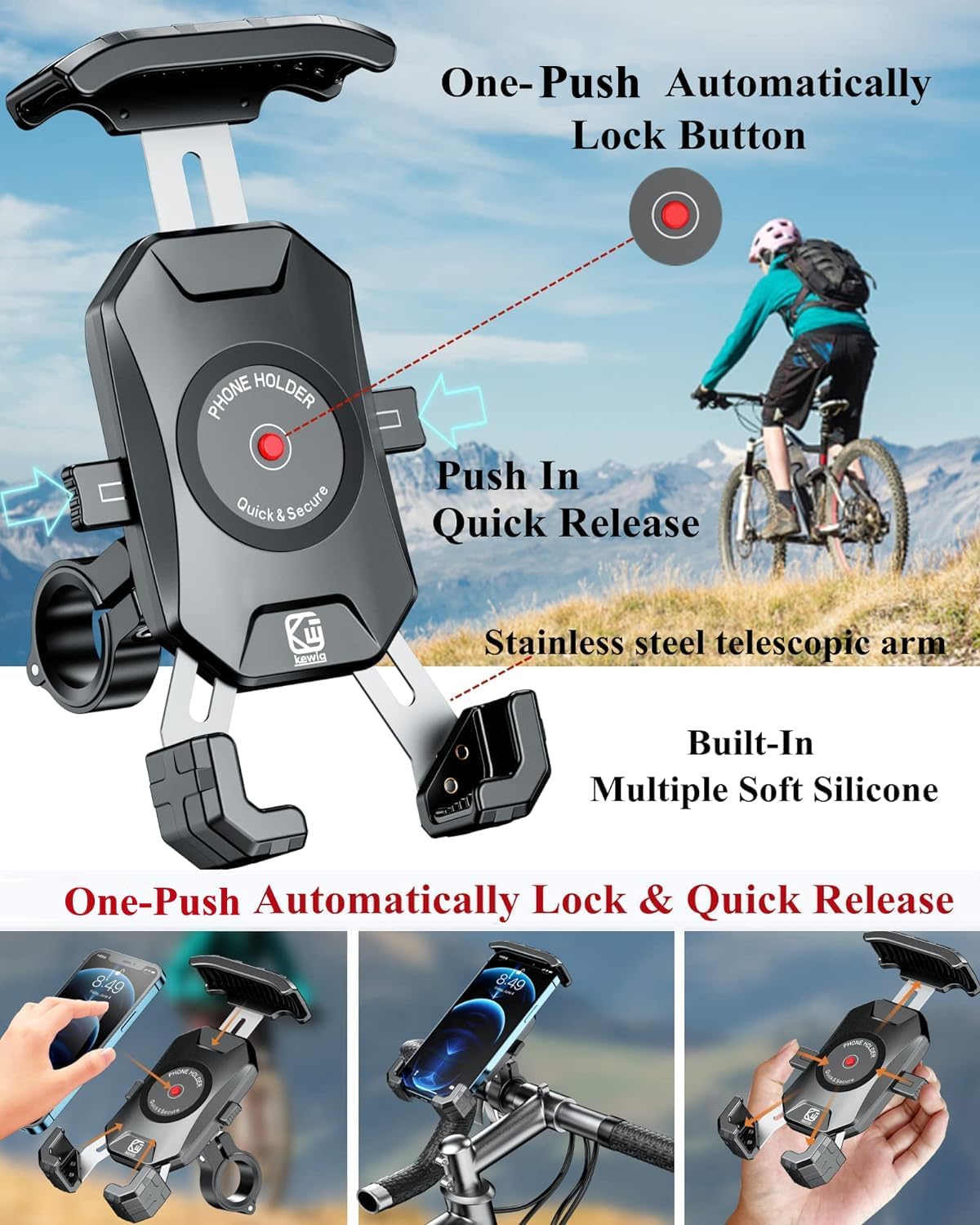 Detalle de BRCOVAN Handyhalterung Motorrad 360° für 4–7 Zoll