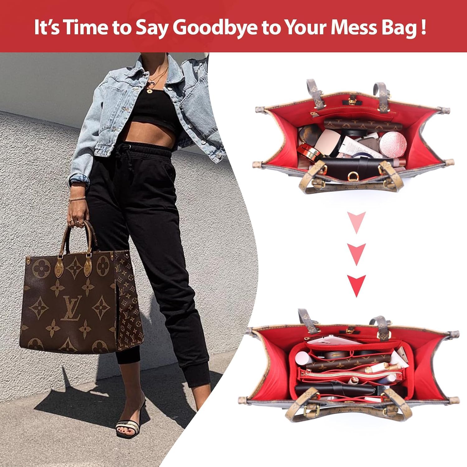 Detalle de OMYSTYLE Felt Tote Bag Organizer Insert