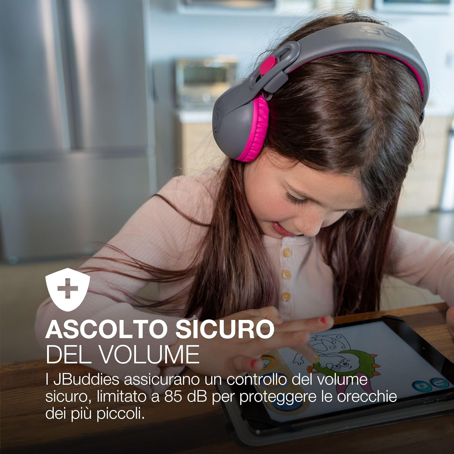 Thumbnail 1 de JLab JBuddies Studio 2: Cuffie Bluetooth per bambini, volume limitato e modalità condivisione, rosa