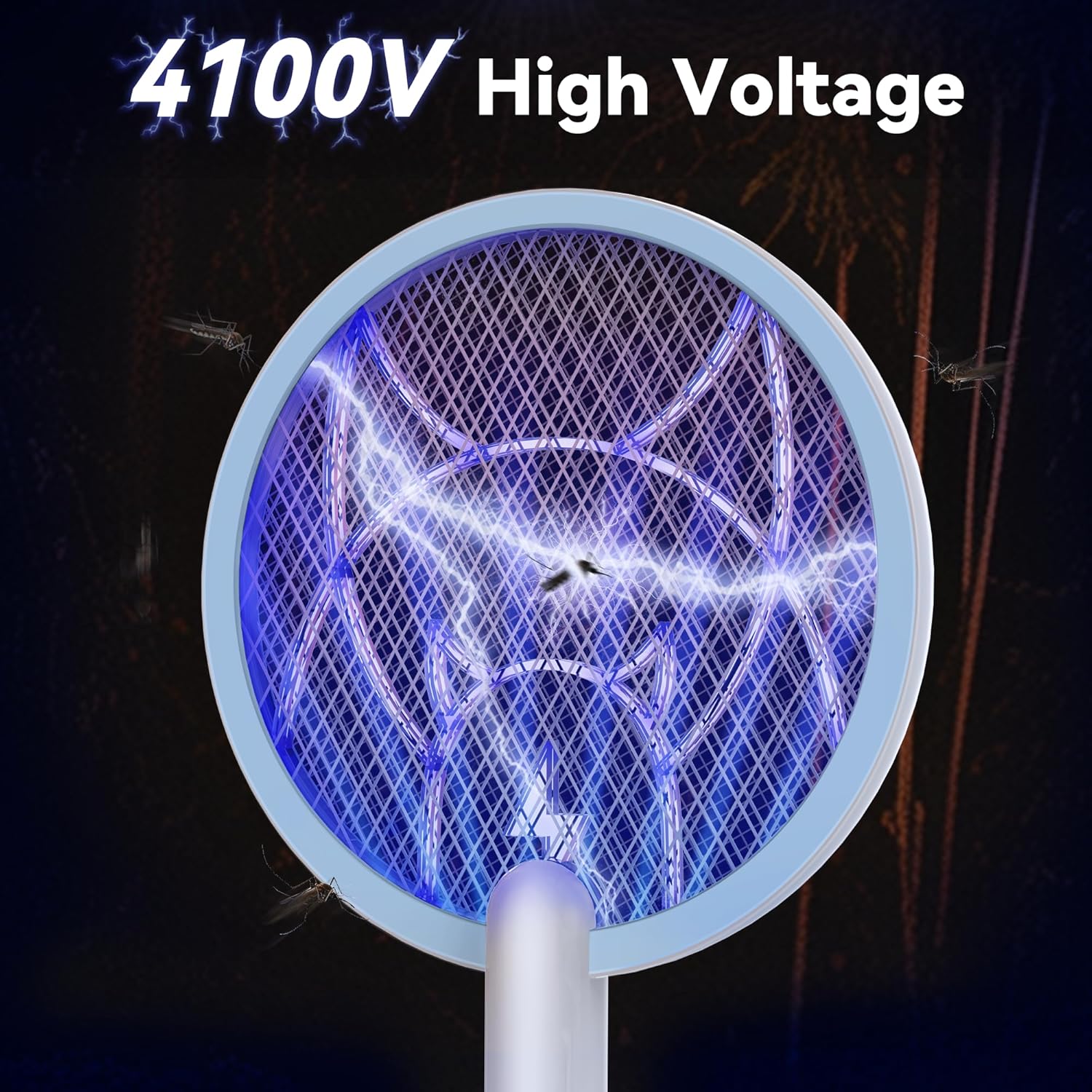 Detalle de Nymrix Electric Fly Swatter Racket 2-in-1 Mosquito Zapper (4100V, 1800mAh)