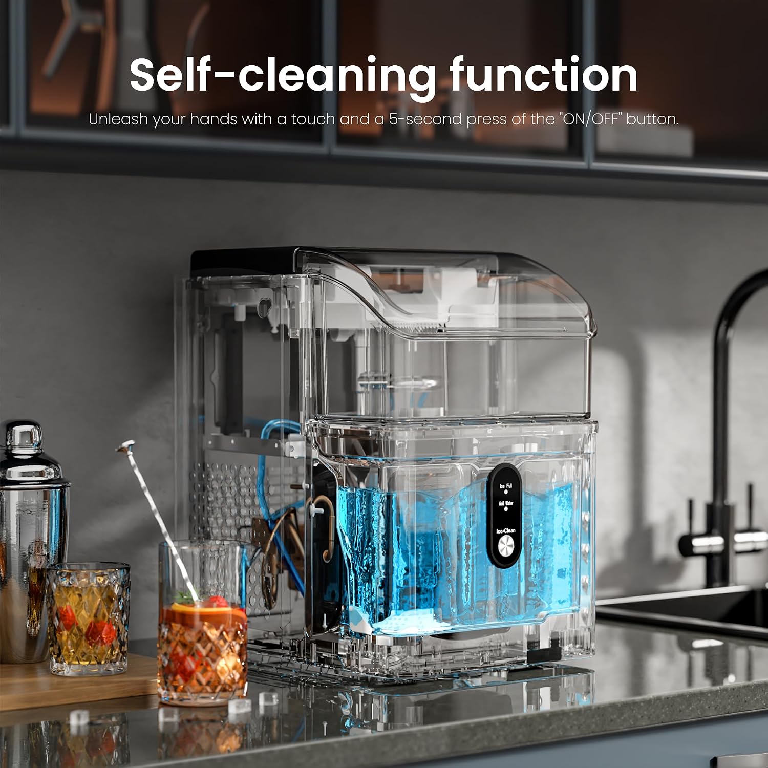 Detalle de Kismile Ice Maker Countertop Nugget Ice Maker, 33 lbs/Day, Self-Cleaning