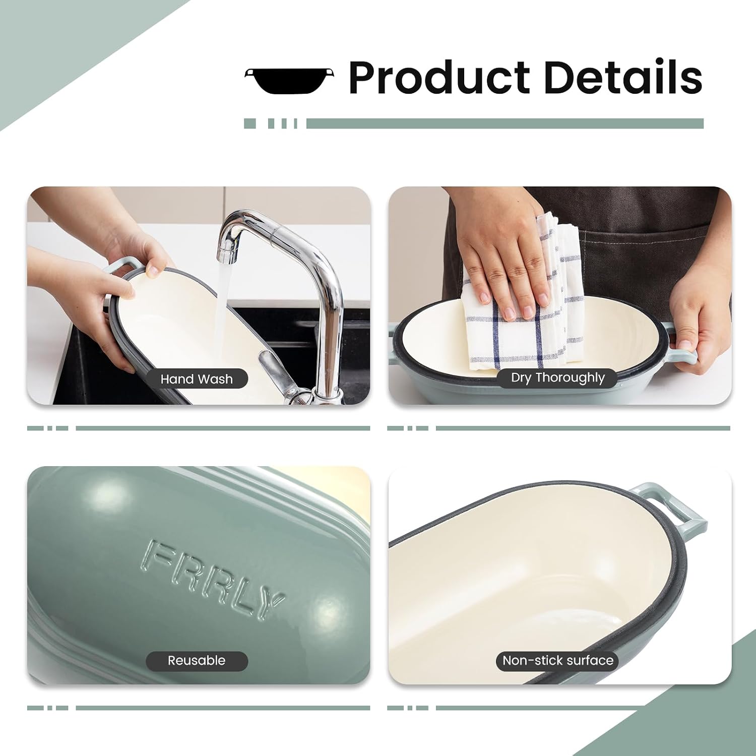 Detalle 2 de FRRLY Enameled Cast Iron Dutch Oven 2.8 QT ๐ฒ