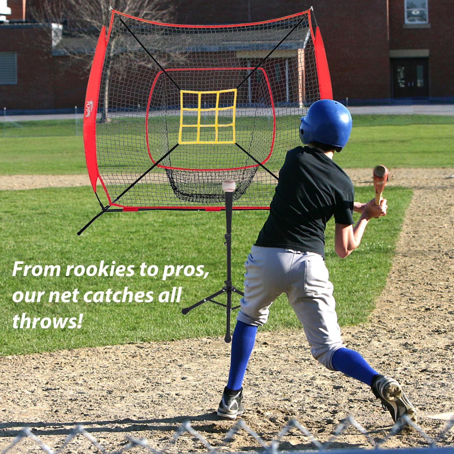 Thumbnail 6 de YeahChi 7x7 Ft Baseball and Softball Training Net with Tee and Strike Zone