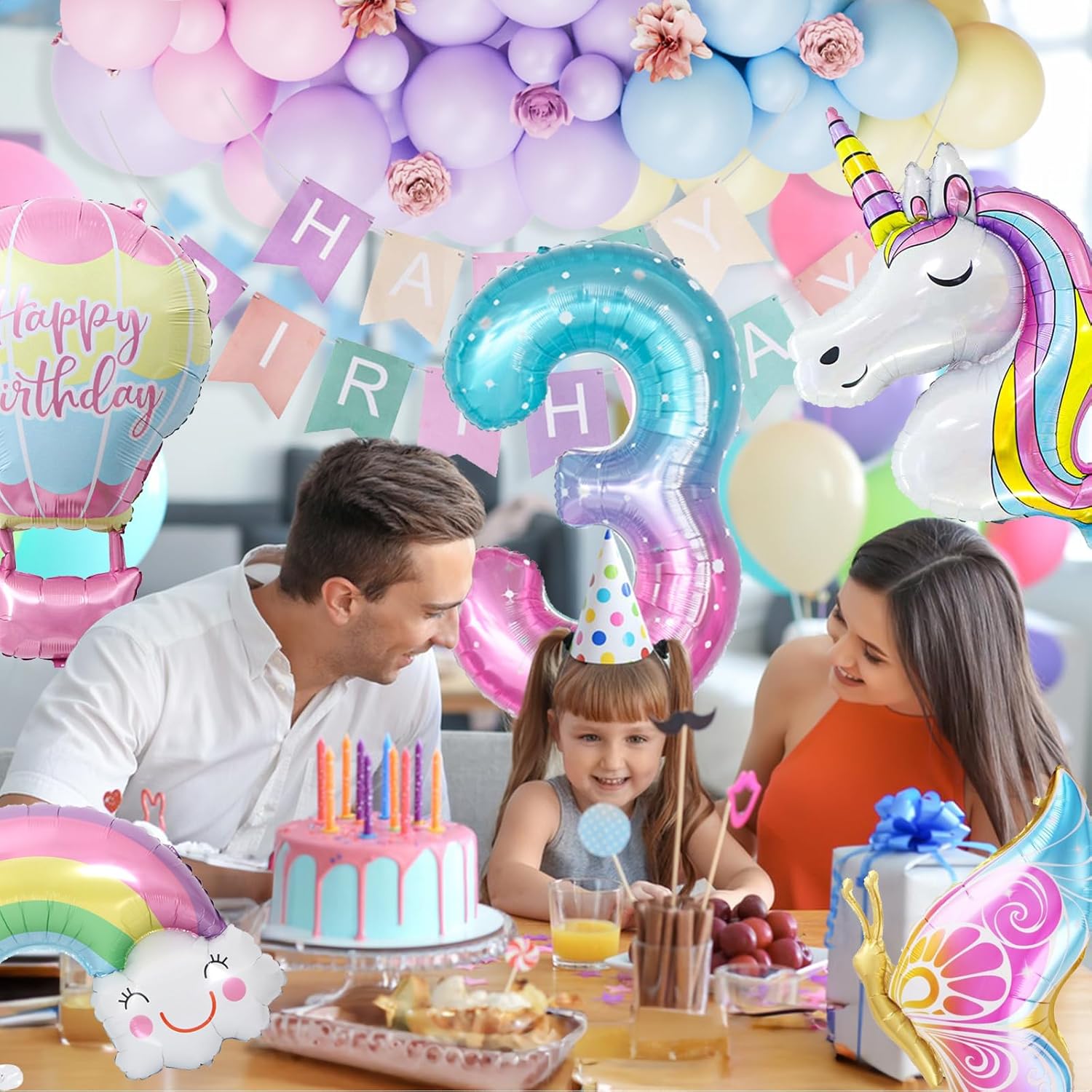 Thumbnail 4 de YEJIKJ Unicorn Balloons 3rd Birthday Banner 🎈