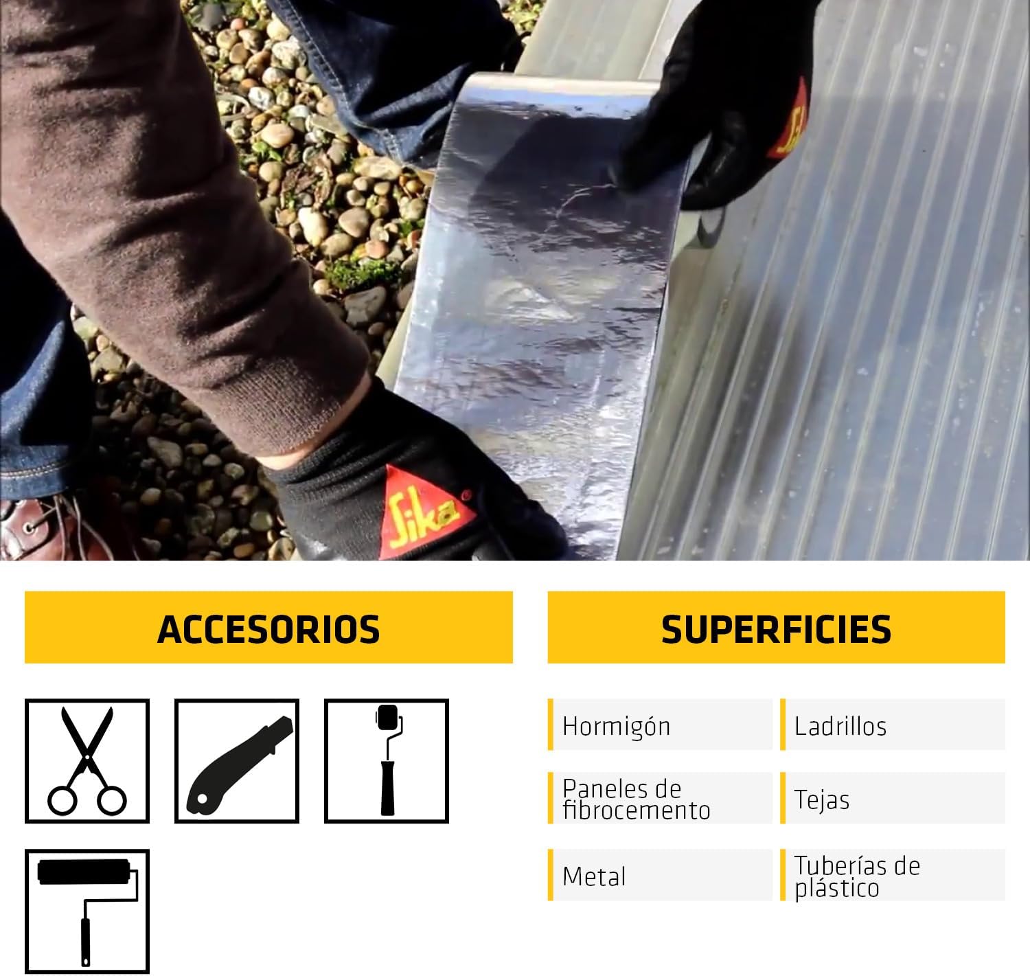 Detalle de SIKA Multiseal: Cinta selladora bituminosa autoadhesiva, Gris 100 mm x 10 m