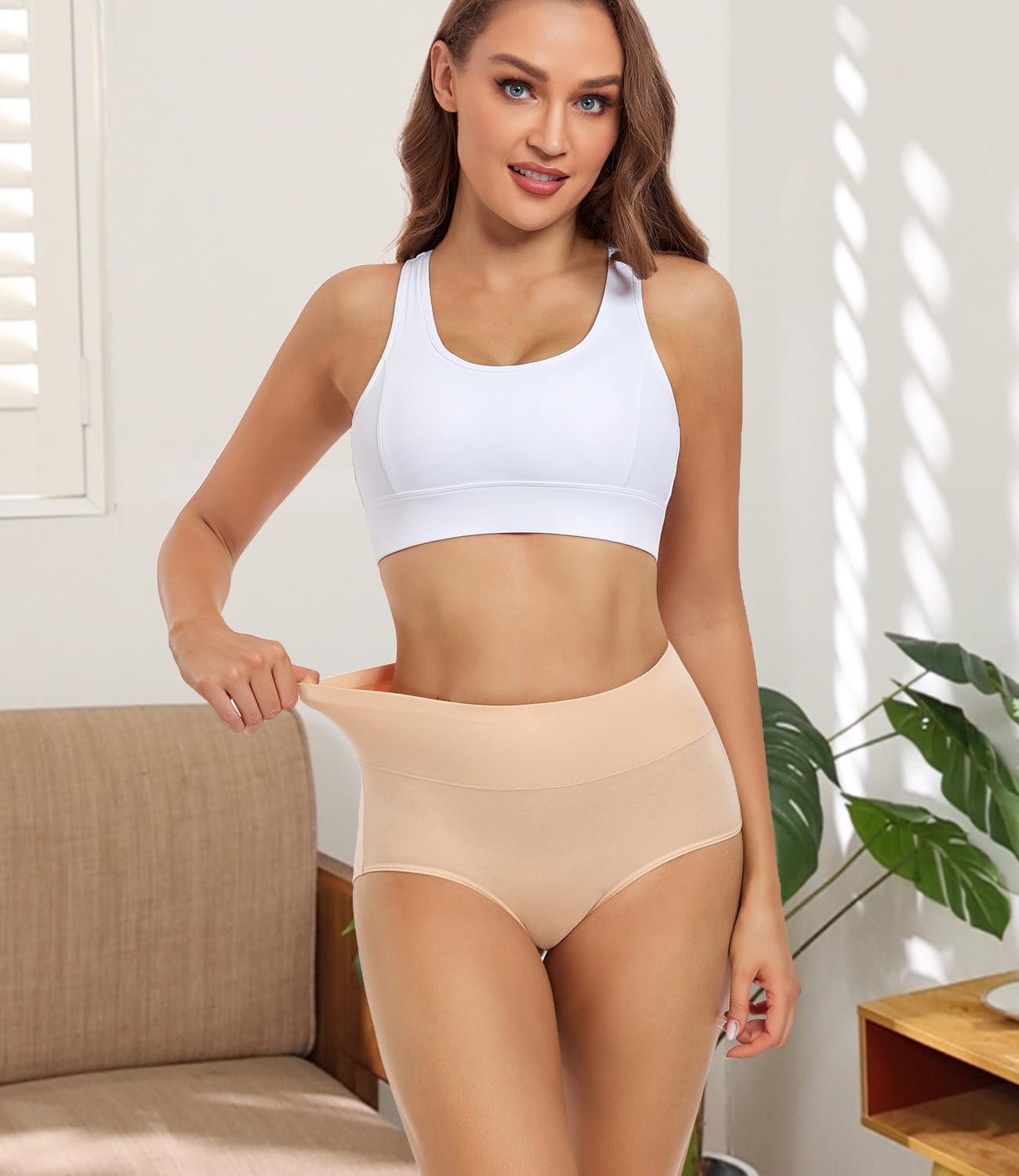 Thumbnail 2 de wirarpa Damen Unterhosen aus Baumwolle, Slips mit hoher Taille im 5er-Set