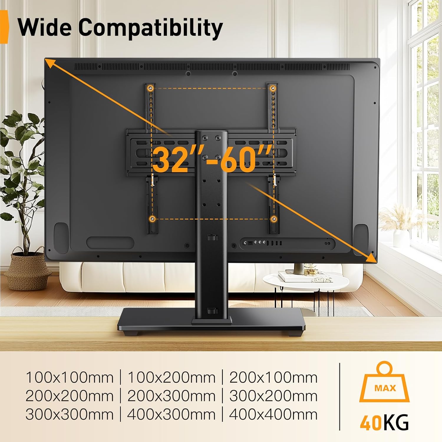 Detalle 2 de PERLEGEAR Soporte de Mesa para TV 26-60" 🌟 Altura Ajustable y Giratorio