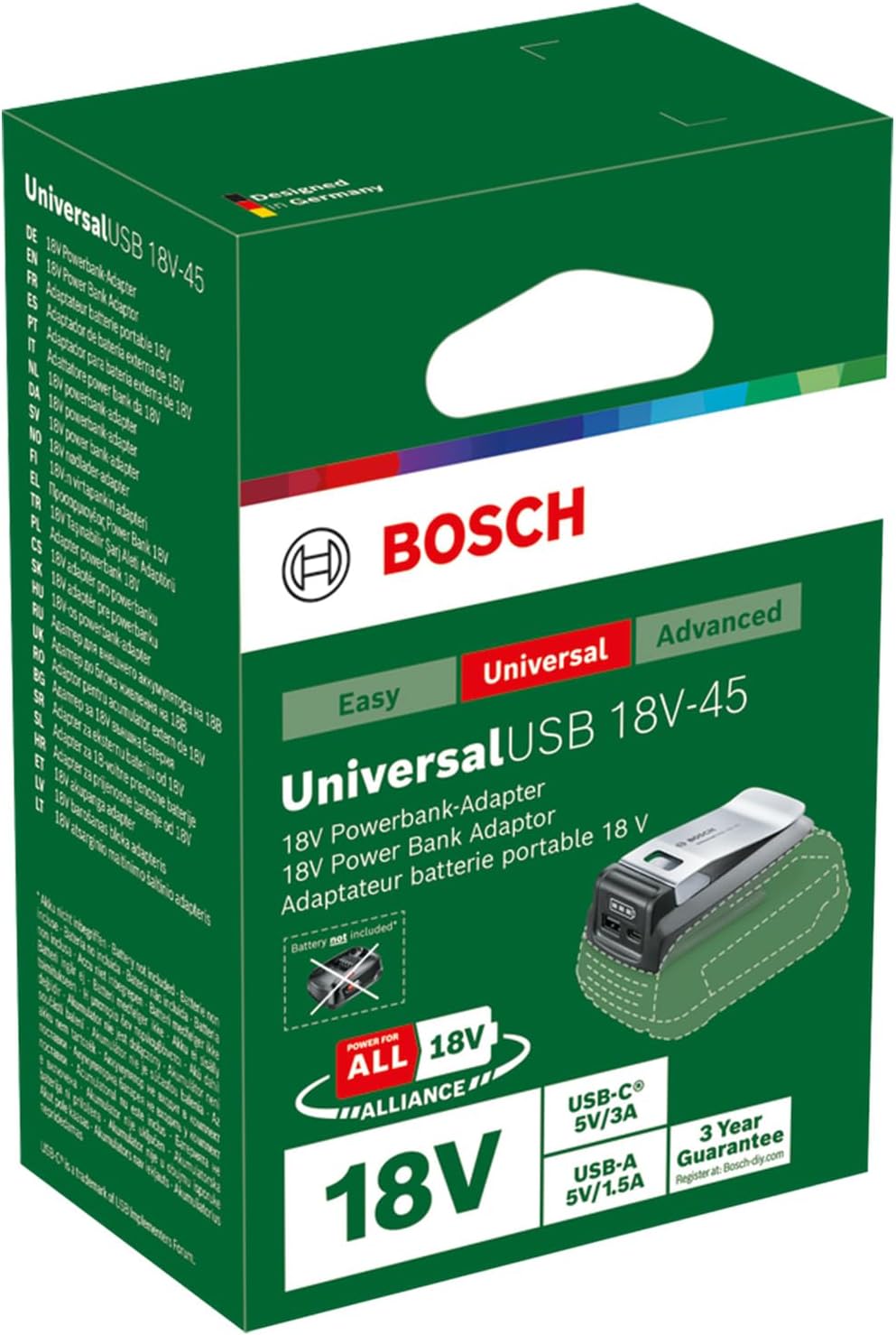 Detalle 2 de Bosch UniversalUSB 18V-45: Vielseitiger USB-A/USB-C Adapter mit Powerbank-Funktion