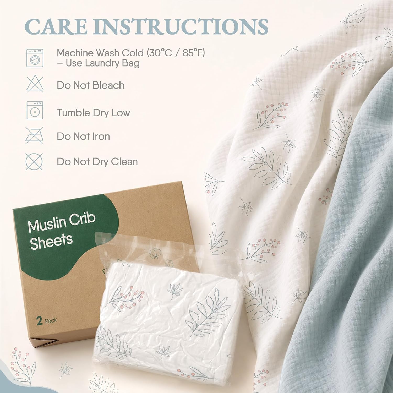 Thumbnail 6 de BabyBond Muslin Crib Sheets, 2-Pack