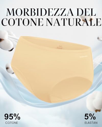 Detalle 2 de TANSTC Mutande Donna Cotone 6 Slip Hipster Vita Bassa M