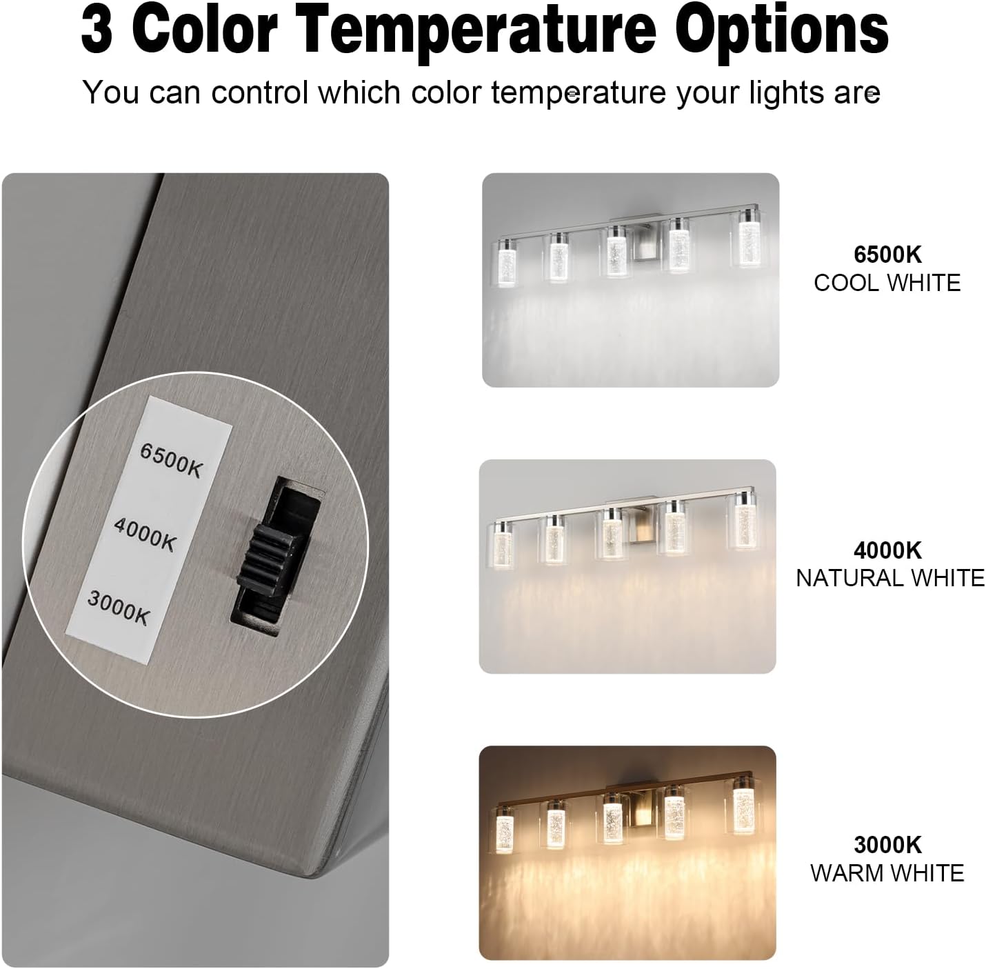 Detalle de SineRise b3f1f31a-54a6-43a6-adc3-c6c3ecce948c 5-Light Brushed Nickel Vanity Light