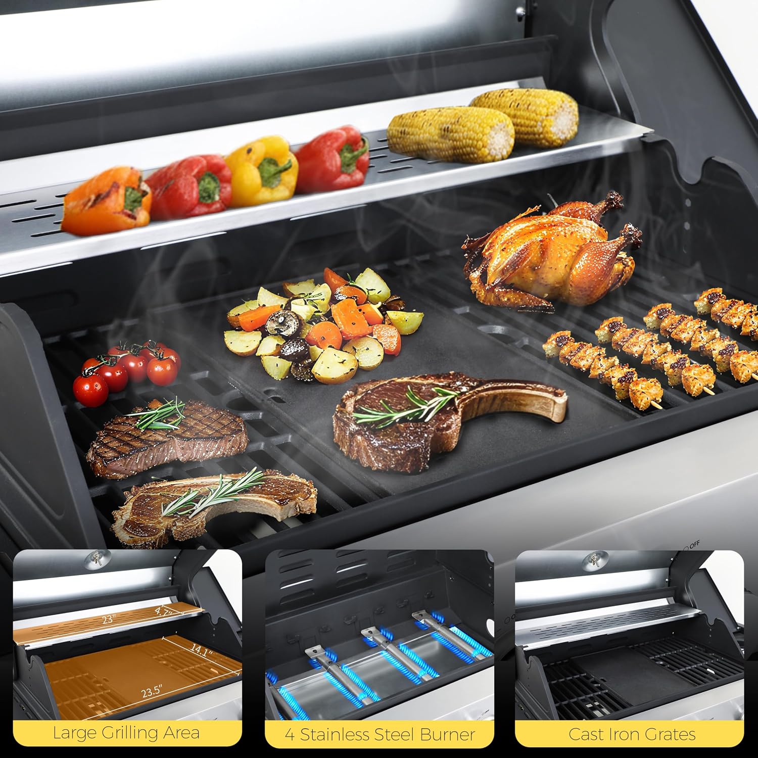 Detalle 2 de Ideamaxx Propane Grill and Griddle Combo