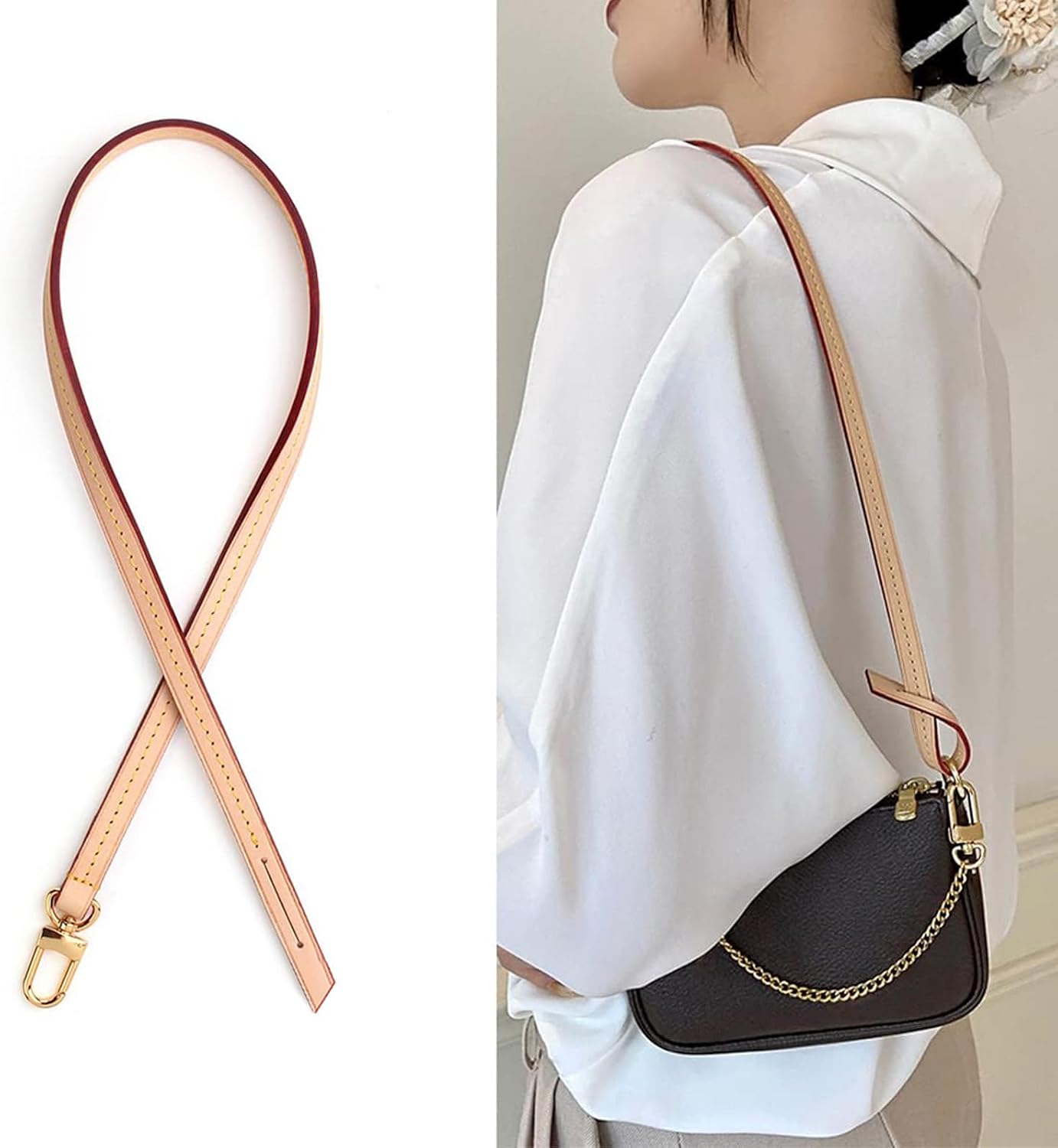 Thumbnail 5 de jiesinlov Vachetta Leder Ersatz Taschenriemen 60cm