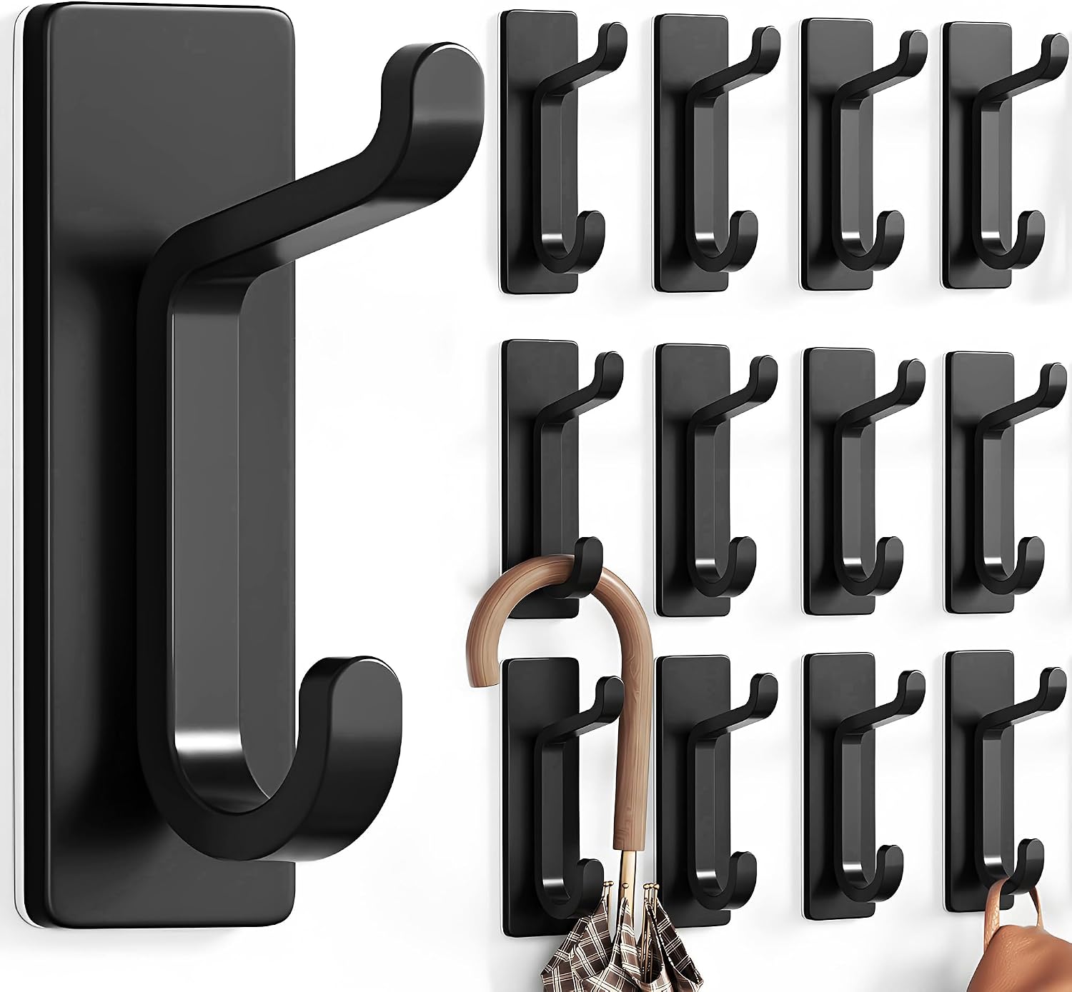 Detalle de Klebehaken Ultra Stark 12 Stück bis 6 kg schwarz