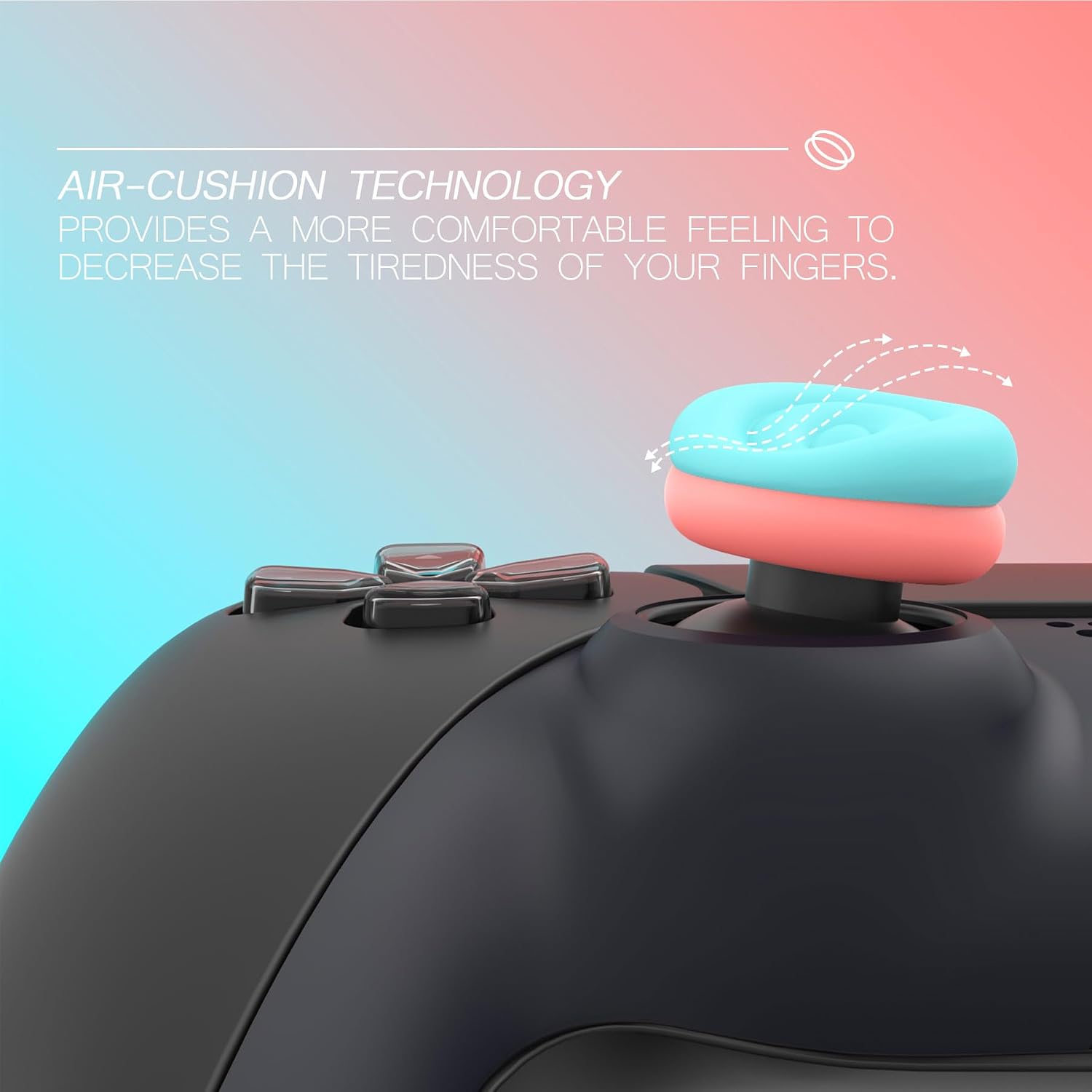 Thumbnail 1 de PlayVital Thumbs Cushion Caps Thumb Grips for PS5/PS4 and More – Aqua Blue & Coral Pink