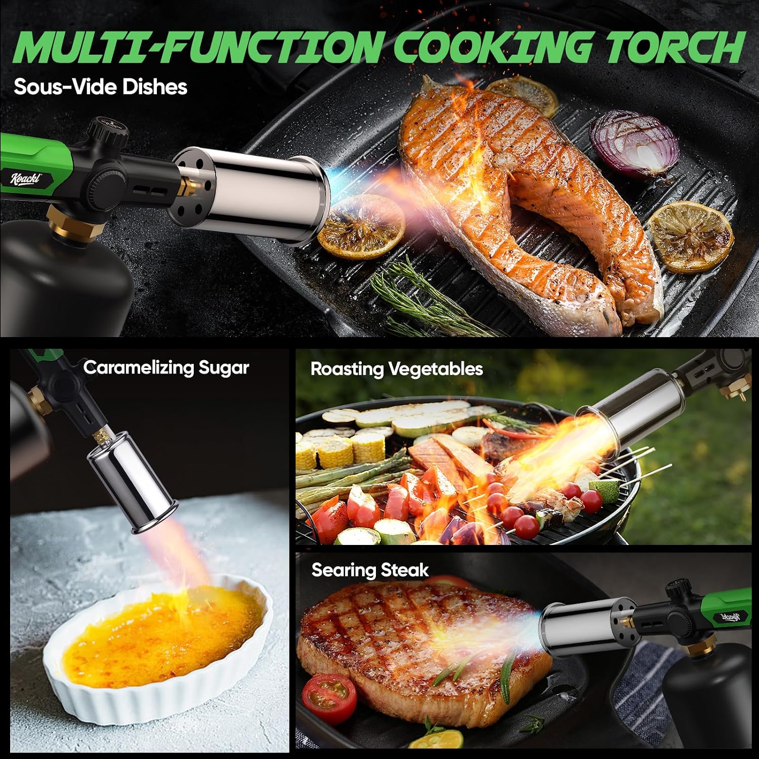 Detalle de KOACKL Propane Torch Head Kitchen Blow Torch Gun with Igniter (Propane Tank Not Included)