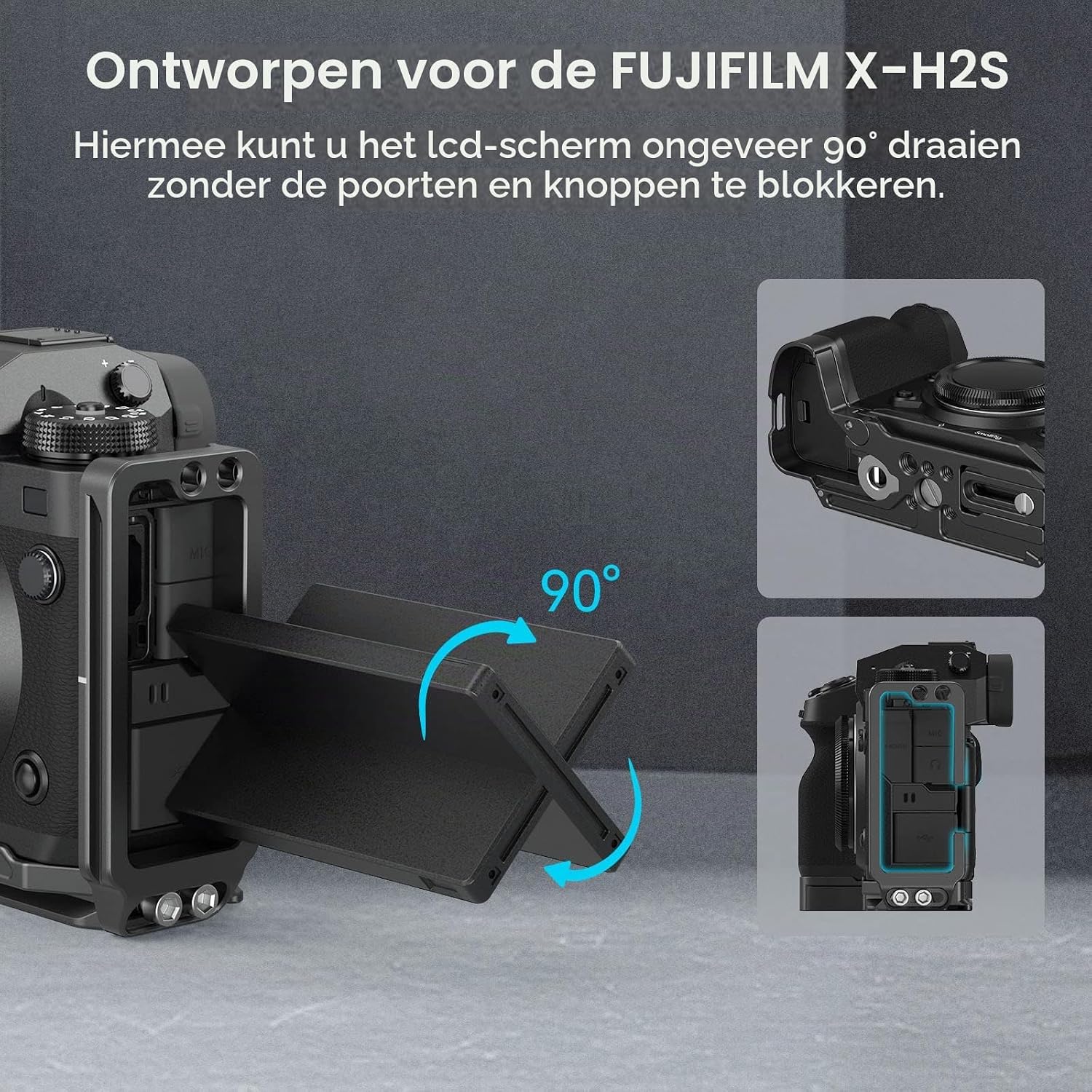 Detalle de SMALLRIG 3928B L-beugel voor FUJIFILM X-H2S met Arca-Swiss-plaat