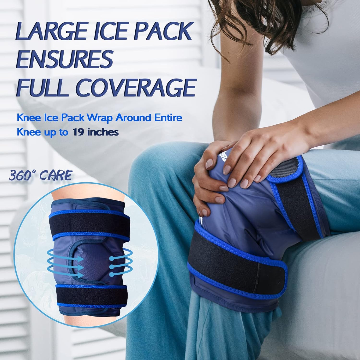 Thumbnail 1 de KingPavonini XXL Knee Ice Pack Wrap: Full-Knee Coverage, Reusable Gel Ice Pack (Blue)