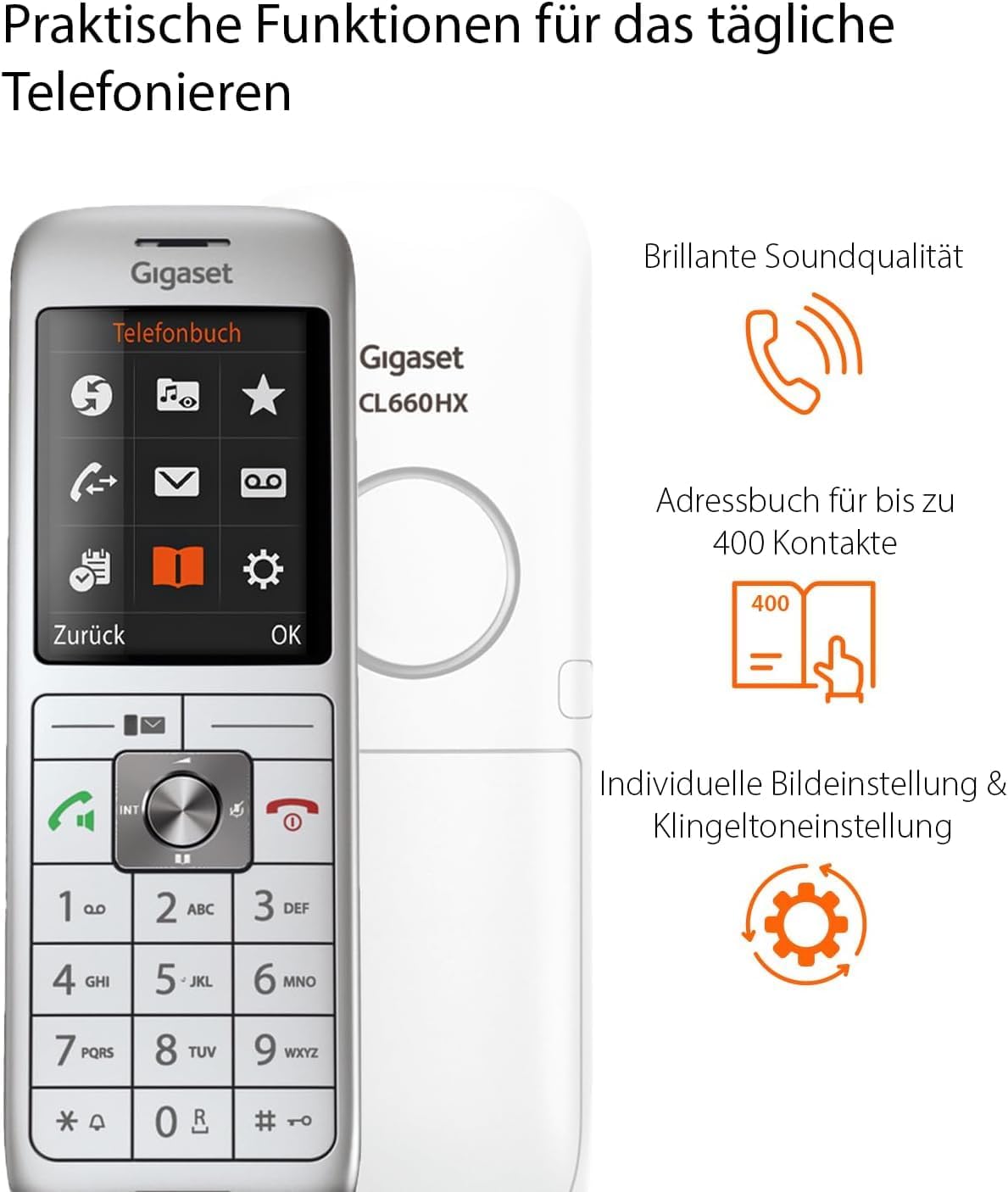 Thumbnail 4 de Gigaset CL660HX – hochwertiges DECT-Mobilteil mit Ladeschale, silber-weiß, Fritzbox-kompatibel