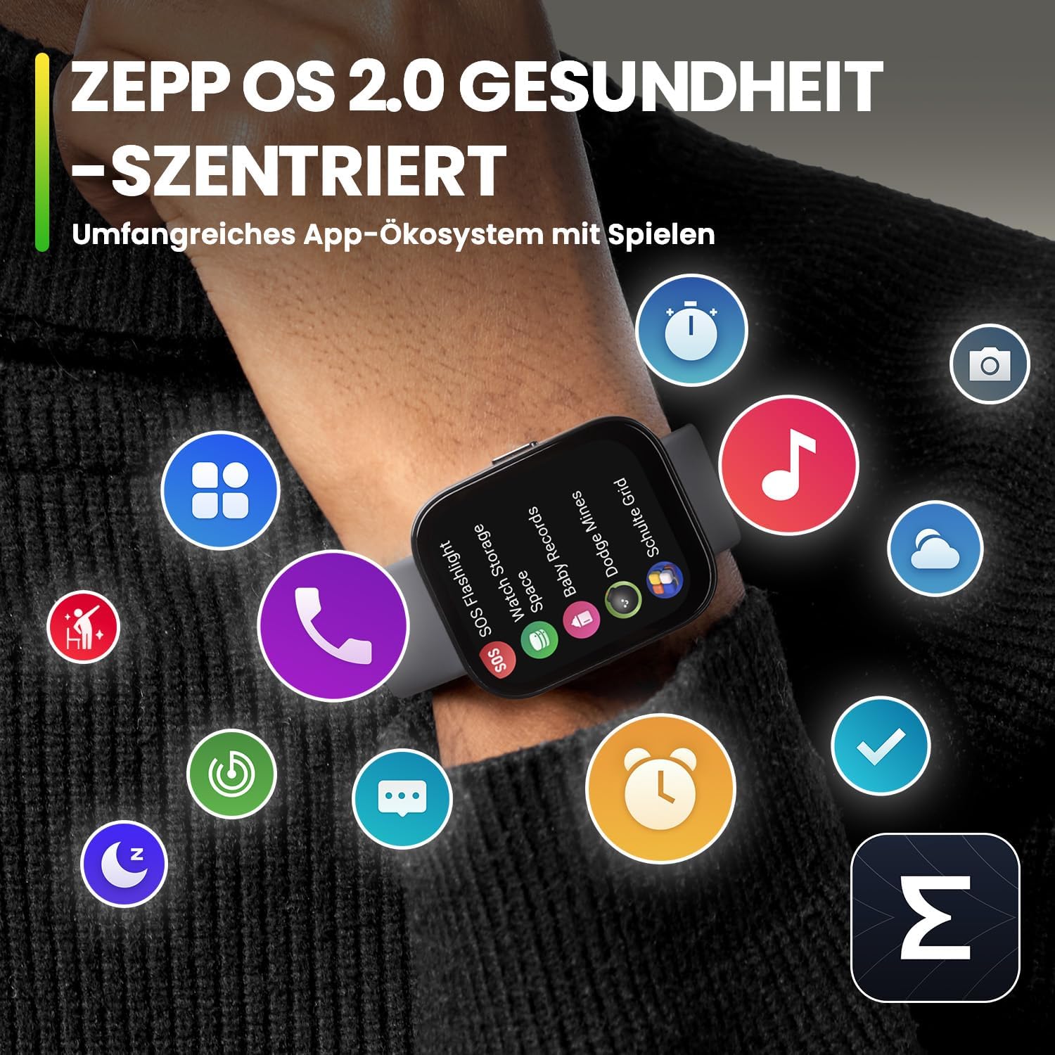 Thumbnail 5 de Amazfit Bip 5 Black Smartwatch – mit Herzfrequenz, GPS, SpO2 und 1,91" Display