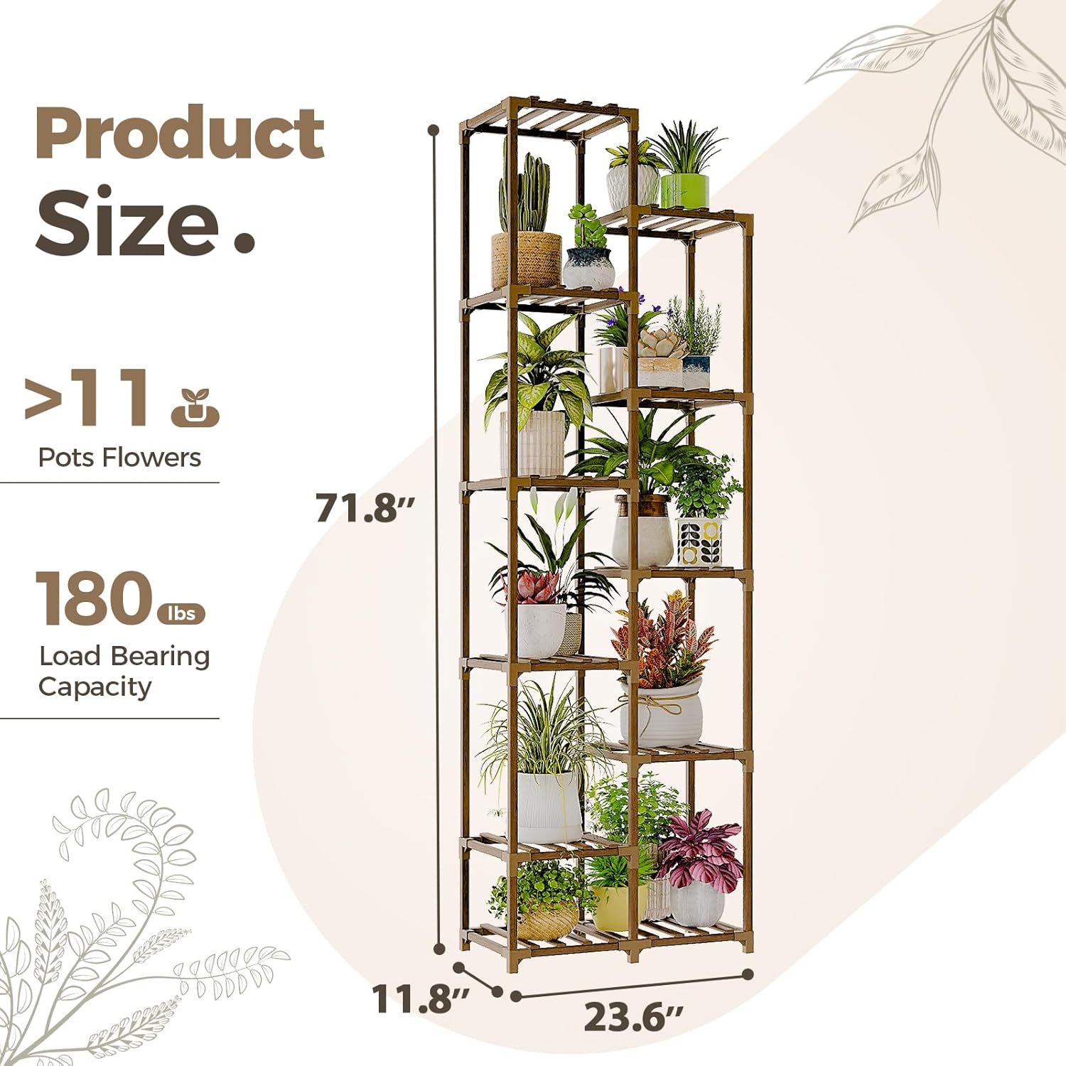 Thumbnail 5 de Bamworld tall indoor/outdoor plant stand (11-tier) for up to 11 pots