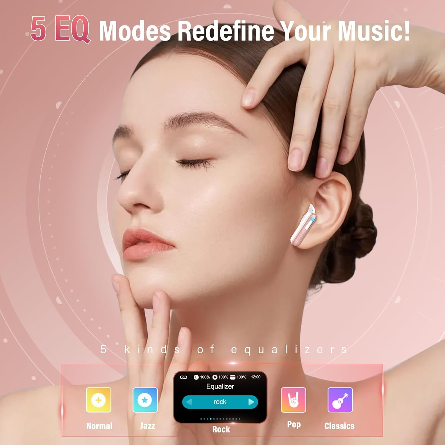Thumbnail 4 de ZYHKON Z9 Pro Bluetooth In-Ear-Kopfhörer mit Touchscreen, ANC/ENC, Bluetooth 5.4 & IP7 (Rosa)