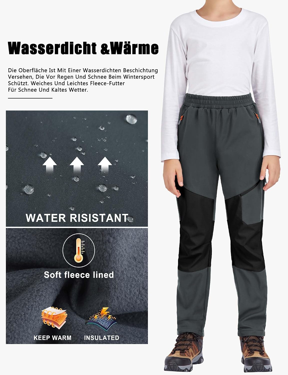 Detalle de HFDWYJ Kinder Softshellhose Skihose für Jungen