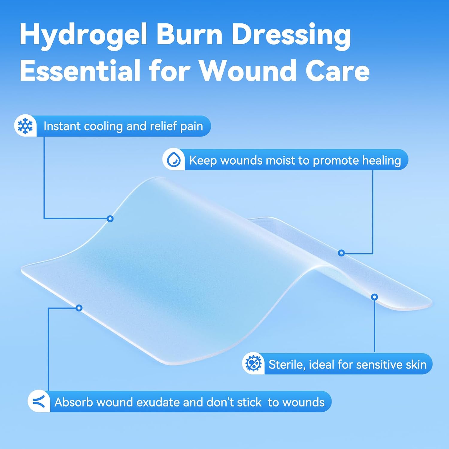 Thumbnail 3 de Dimora Hydrogel Burn and Wound Dressing 4" x 4" (10 Count) – Instant Cooling Relief for Minor Burns & Wounds