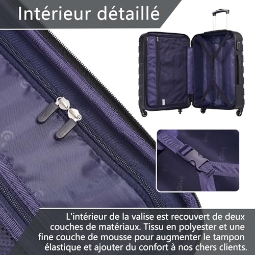 Detalle 2 de COOLIFE Valise cabine 56 cm, 38 L, coque PC+ABS, roulettes 360° et cadenas TSA