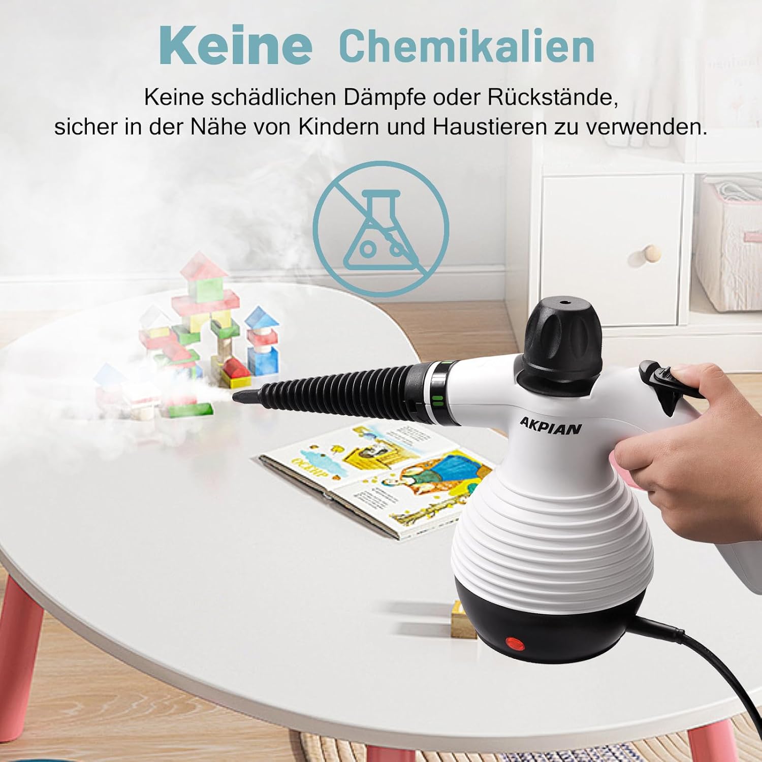 Thumbnail 2 de AKPIAN Handdampfreiniger 1050 W – 10-teiliges Zubehörset für chemiefreie Reinigung