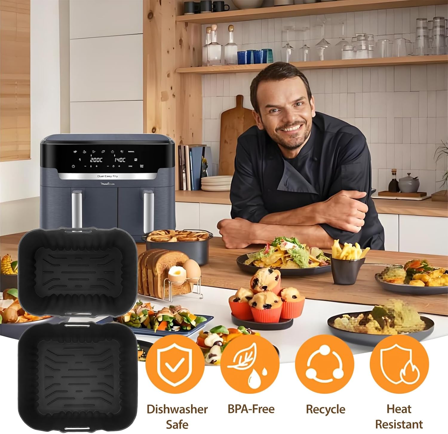 Thumbnail 5 de Silicone Air Fryer Moulds 2-pack