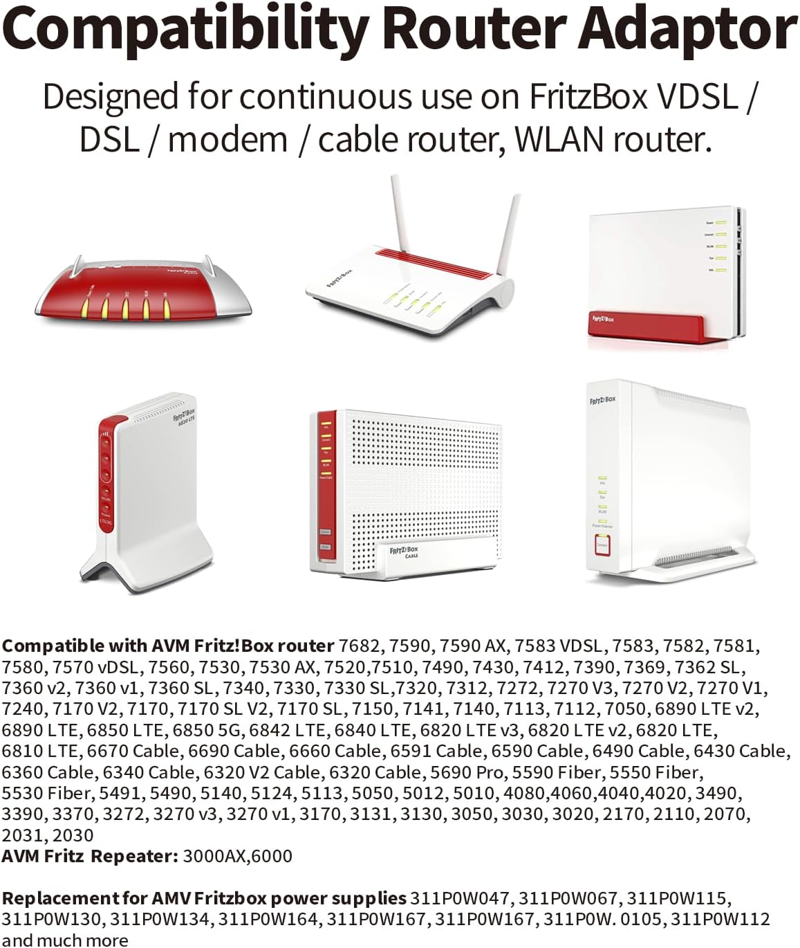 Detalle de 3M DC Verlängerungskabel für AVM Fritz!Box Router – Passend für FRITZ!Box Modelle und Repeater