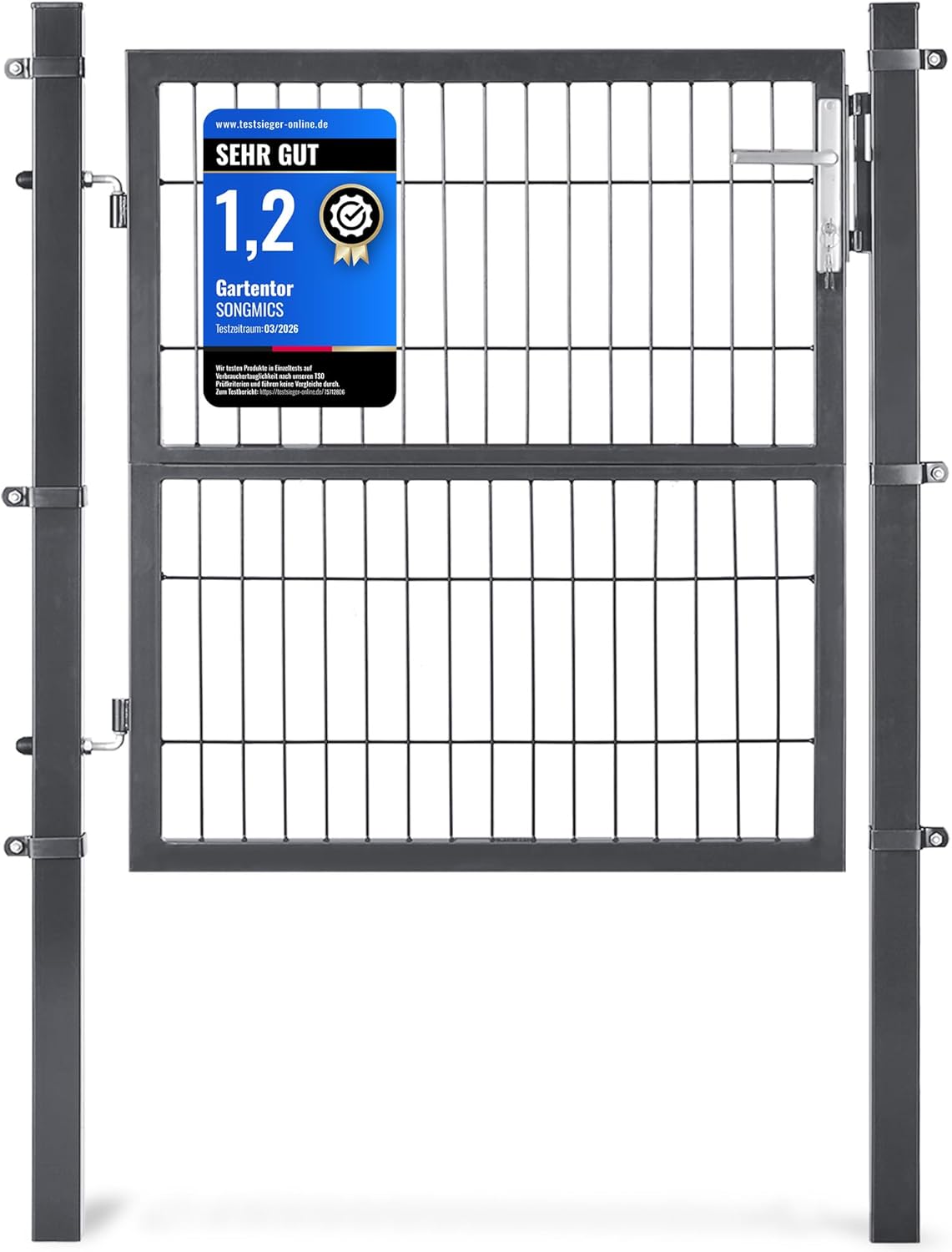 Gartentor SONGMICS GGD210GZ01, abschließbar, verzinkter Stahl, grau – 106 x 100 cm