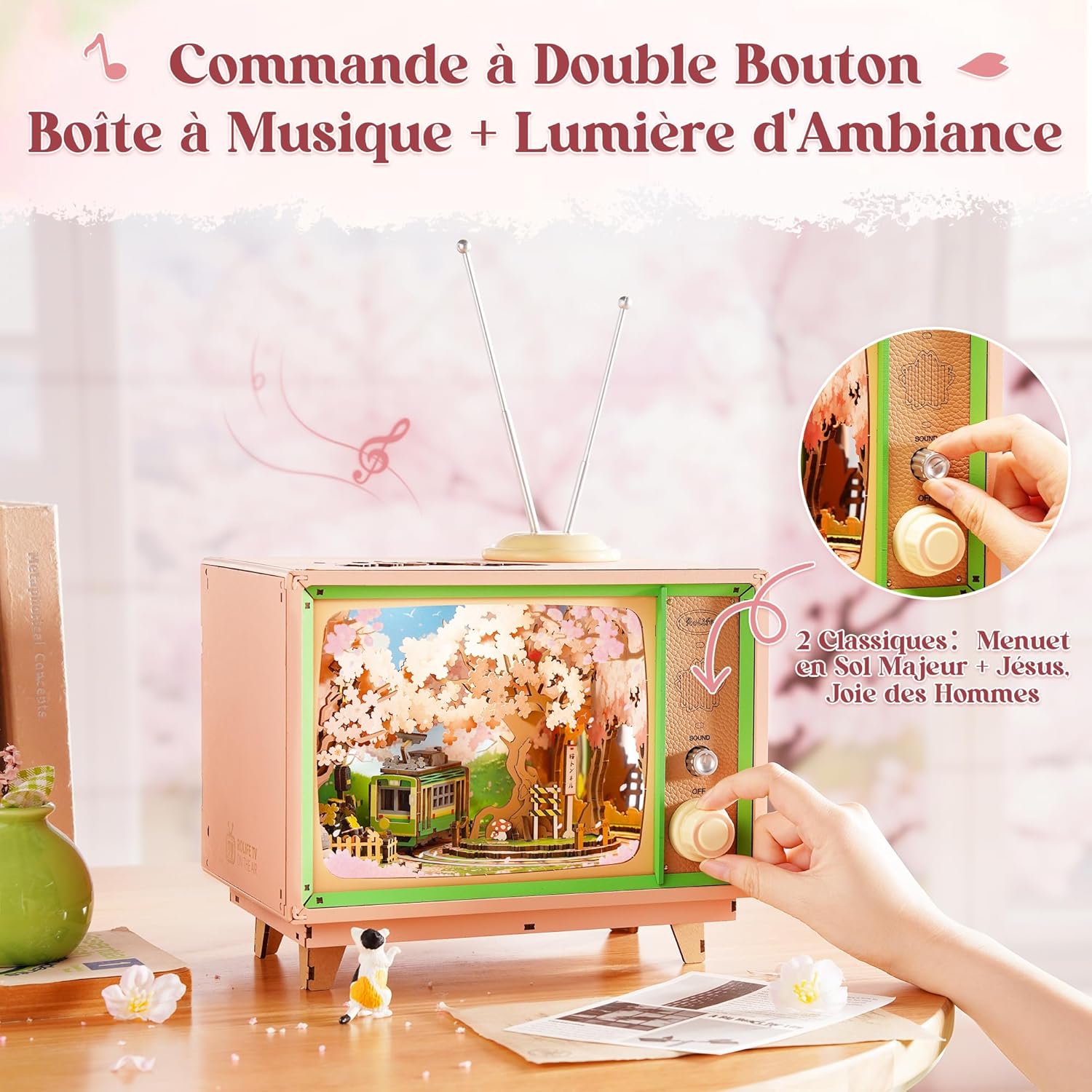 Thumbnail 2 de Rolife Puzzle 3D Anime Sakura Tram – maquette en bois 283 pièces avec tram mobile & LED