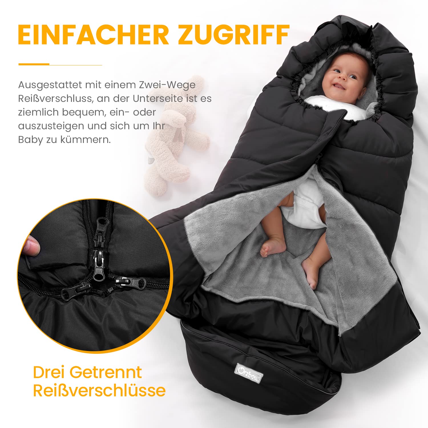 Detalle 2 de Orzbow Fußsack Kinderwagen 97 x 44 cm