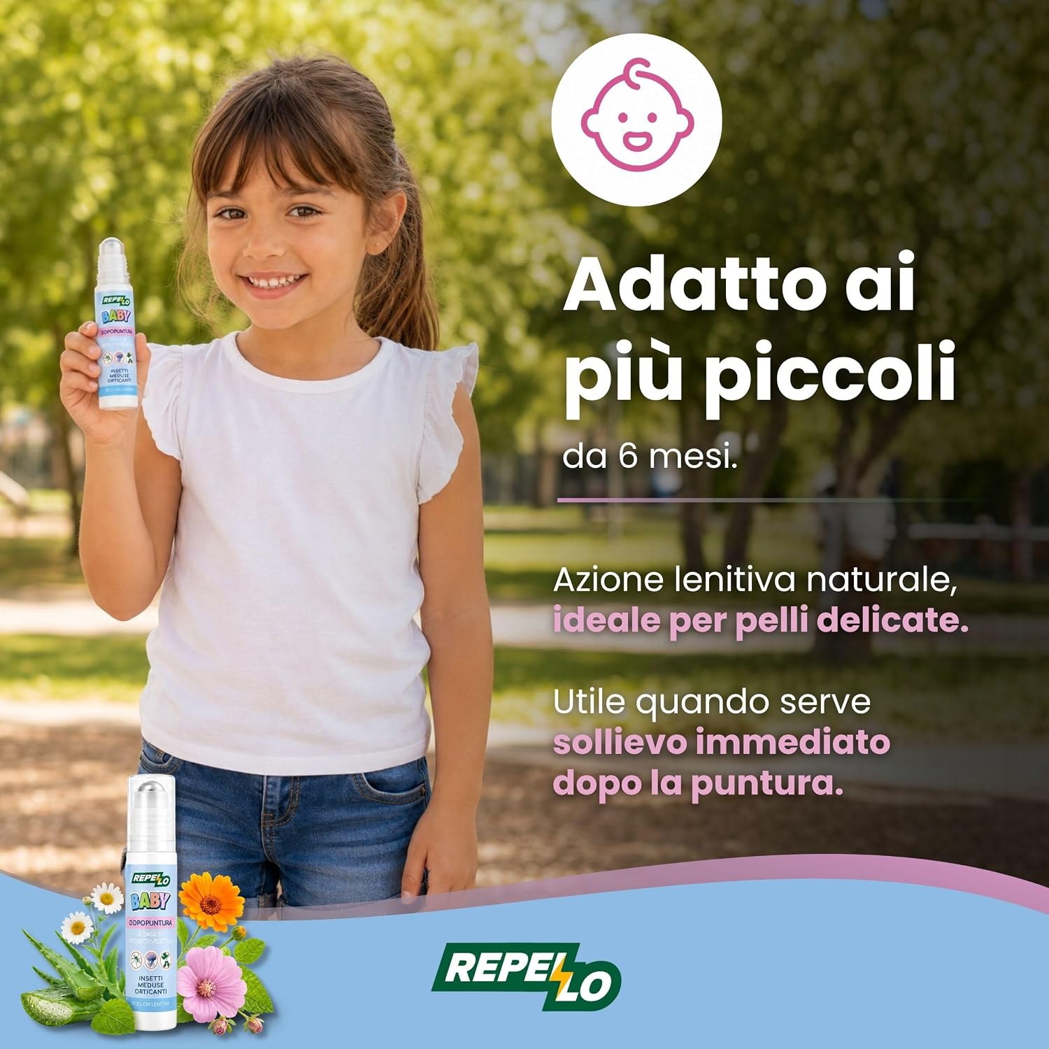 Detalle de Albagarden Dopopuntura Naturale Baby Roll-On 20ml: sollievo immediato per punture di insetti dai 6 mesi