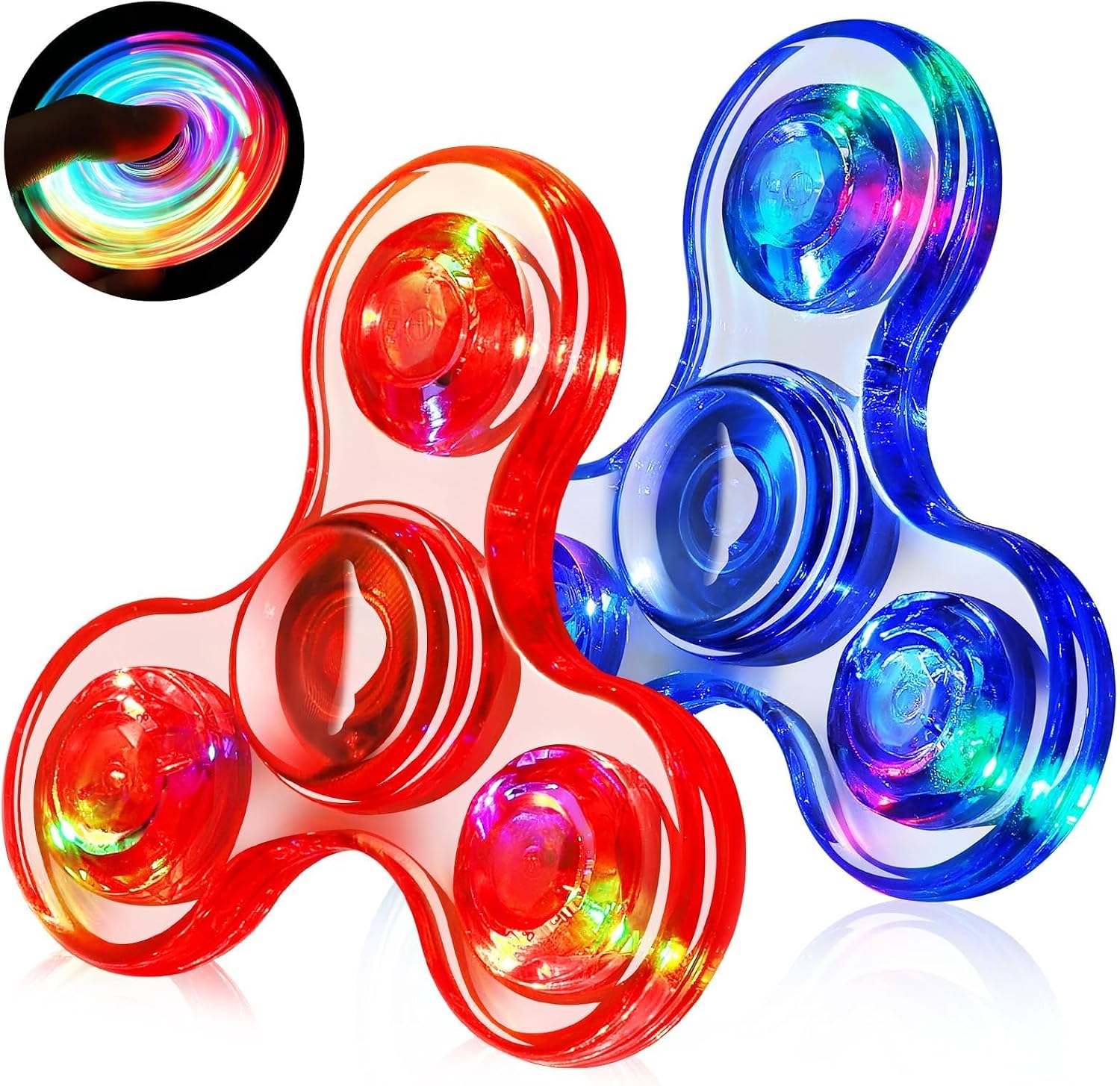 Detalle de Gigilli Fidget Spinners RB*2 LED Spinner Set, Red and Blue, 3 Light Modes