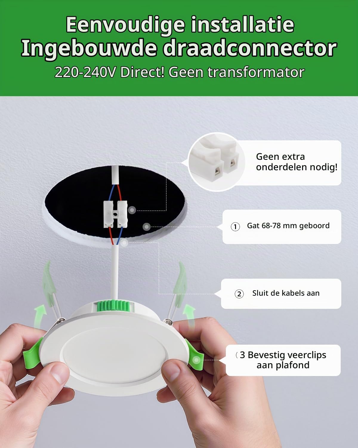 Detalle 1 de HOMEOW XY-RCL5D3CCT LED-inbouwspots, IP44, 5 W, 3 kleurtemperaturen
