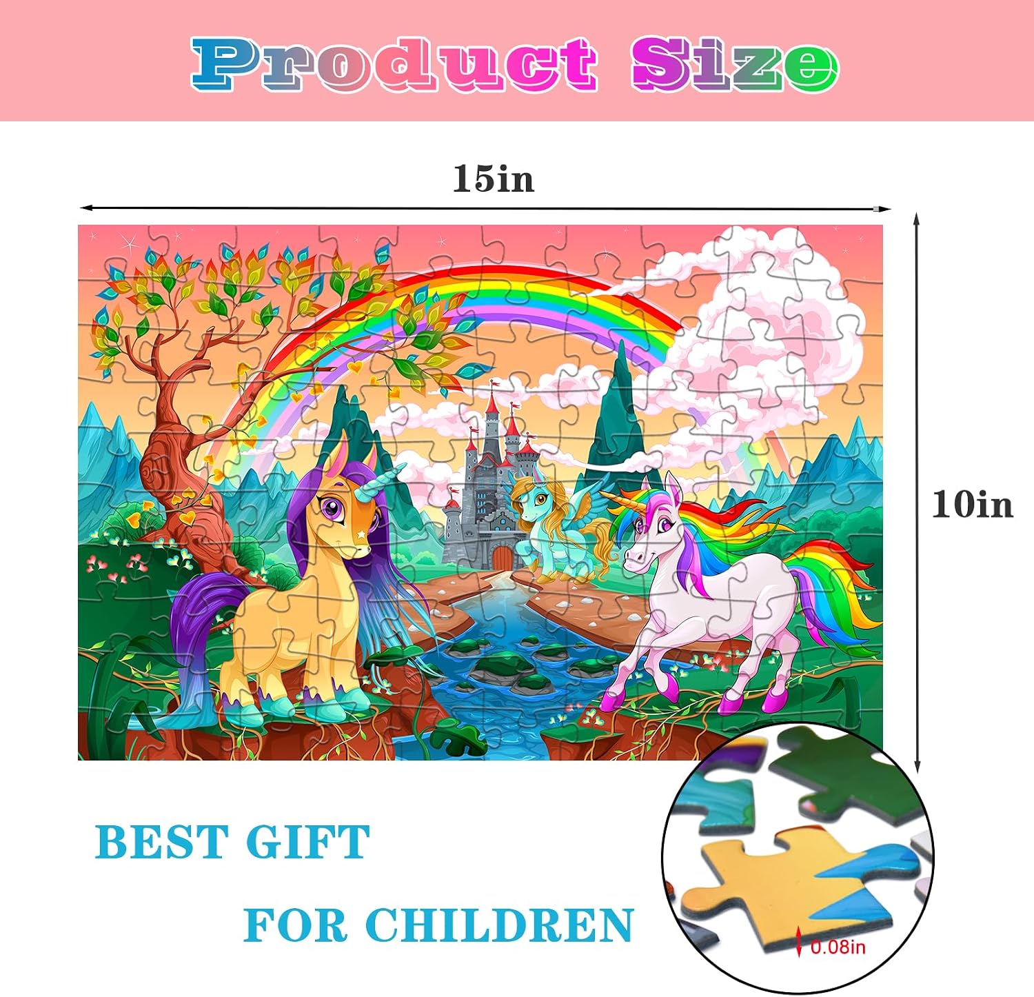 Detalle de Jigsaw Puzzles for Kids: 100 Piece Rainbow and Castle Puzzle for 6-Year-Olds