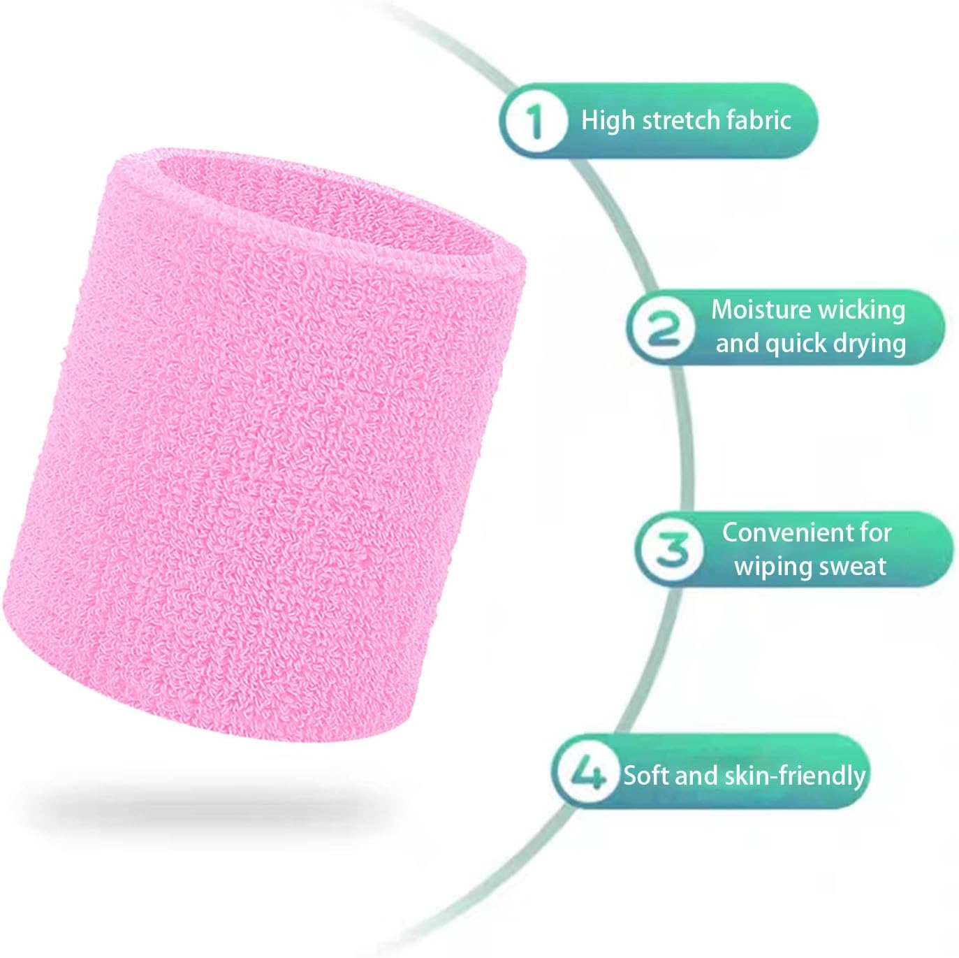 Detalle 2 de Fecawd Sweat-Absorbent Wristbands, 6-Pack Cotton-Blend Sports Bands