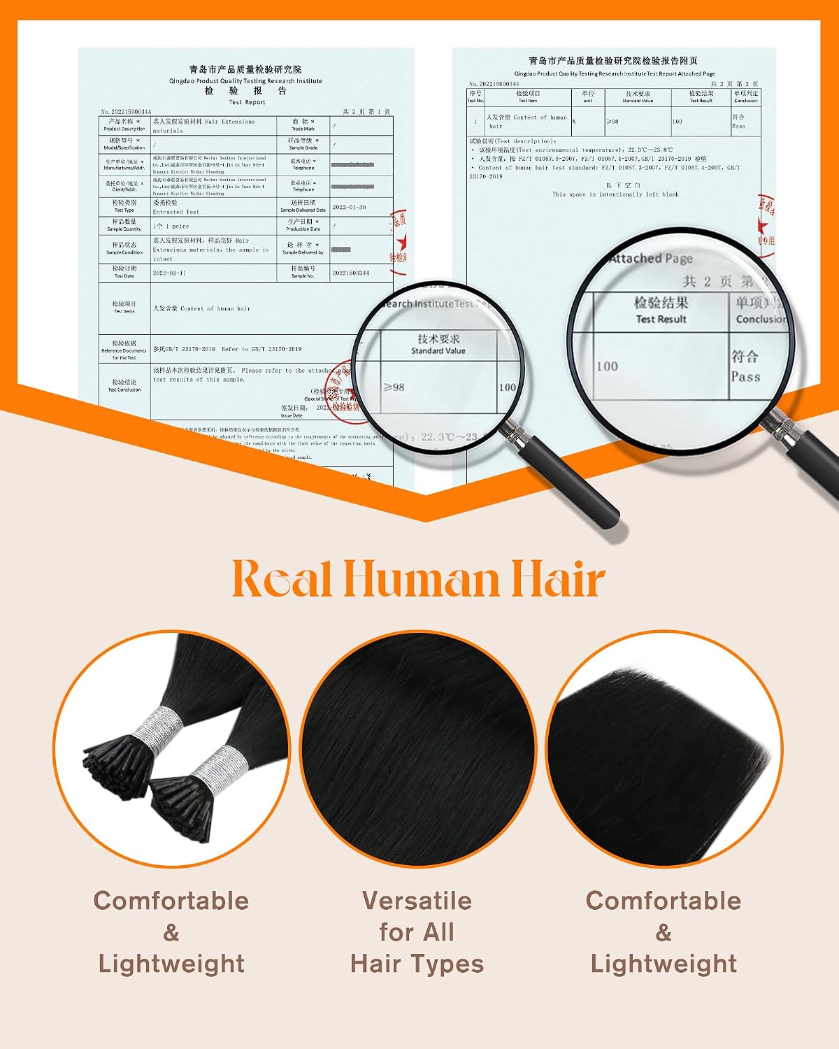Detalle de Sunny Hair I Tips Extensions – Real Human Hair, Jet Black, 24in, 100g