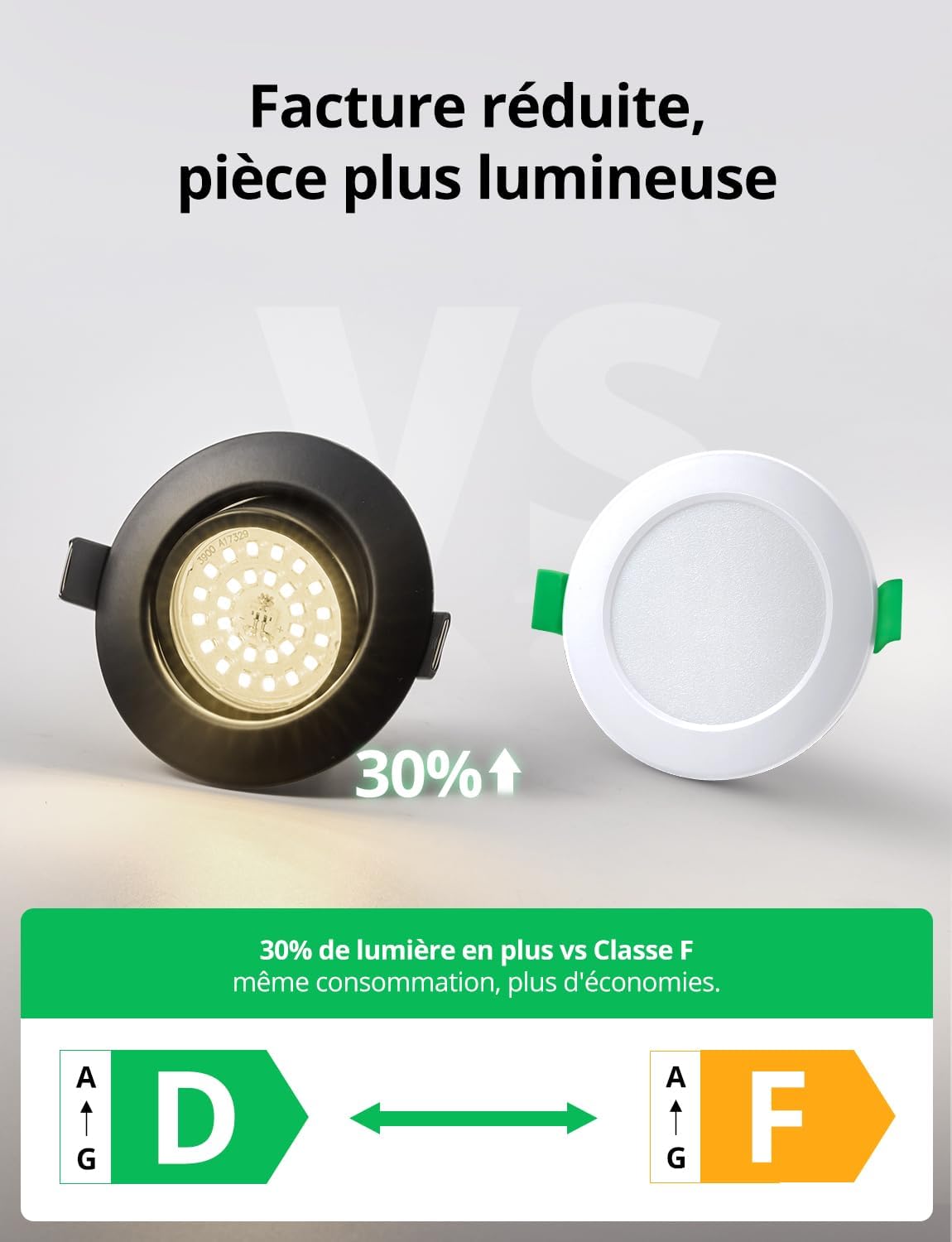 Detalle 2 de Bojim zwarte dimbare LED-inbouwspots, 10 stuks, 4000 K, 650 lm