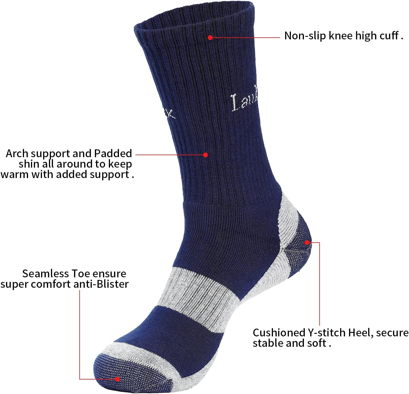 Detalle de Laulax work socks 4 pairs combed cotton