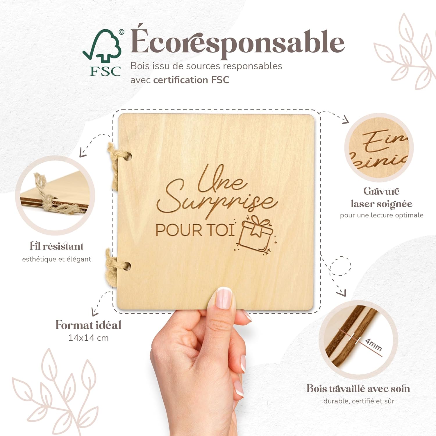 Thumbnail 2 de Annonce grossesse en bois : carte “grand-parents, mamie, tata, tonton” personnalisée avec photo d’échographie