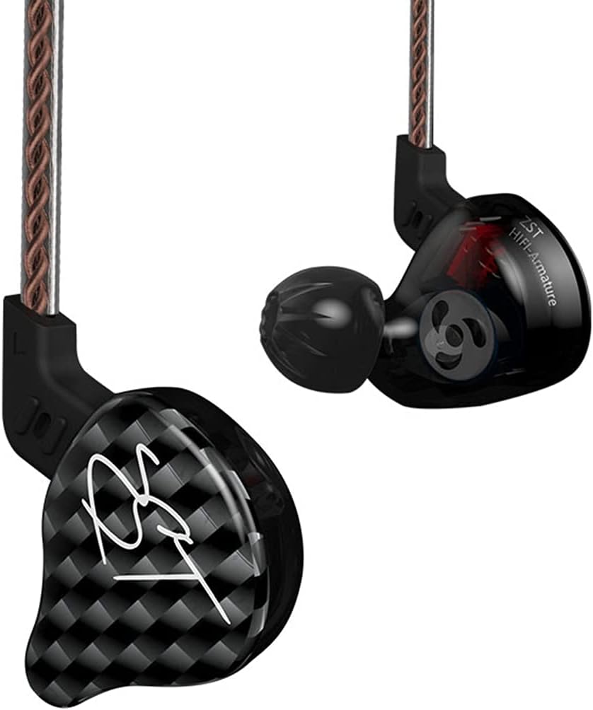 Detalle de Yinyoo KZ ZST bedrade in-ear hoofdtelefoon, hybride drivers, 3,5 mm jack, carbon